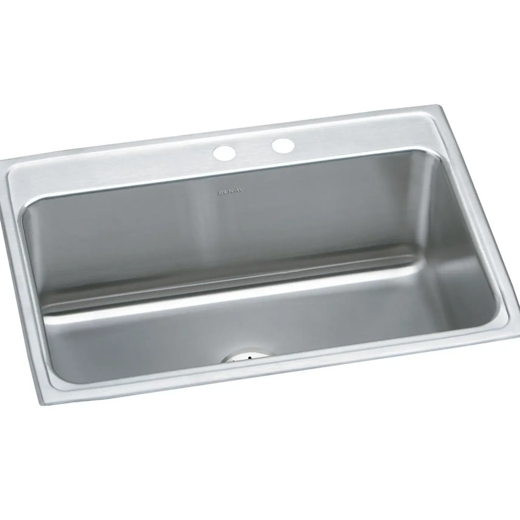 Elkay Lustertone Classic 31" Drop In/Topmount Stainless Steel Kitchen Sink, Lustrous Satin, MR2 Faucet Holes, DLR312210PDMR2