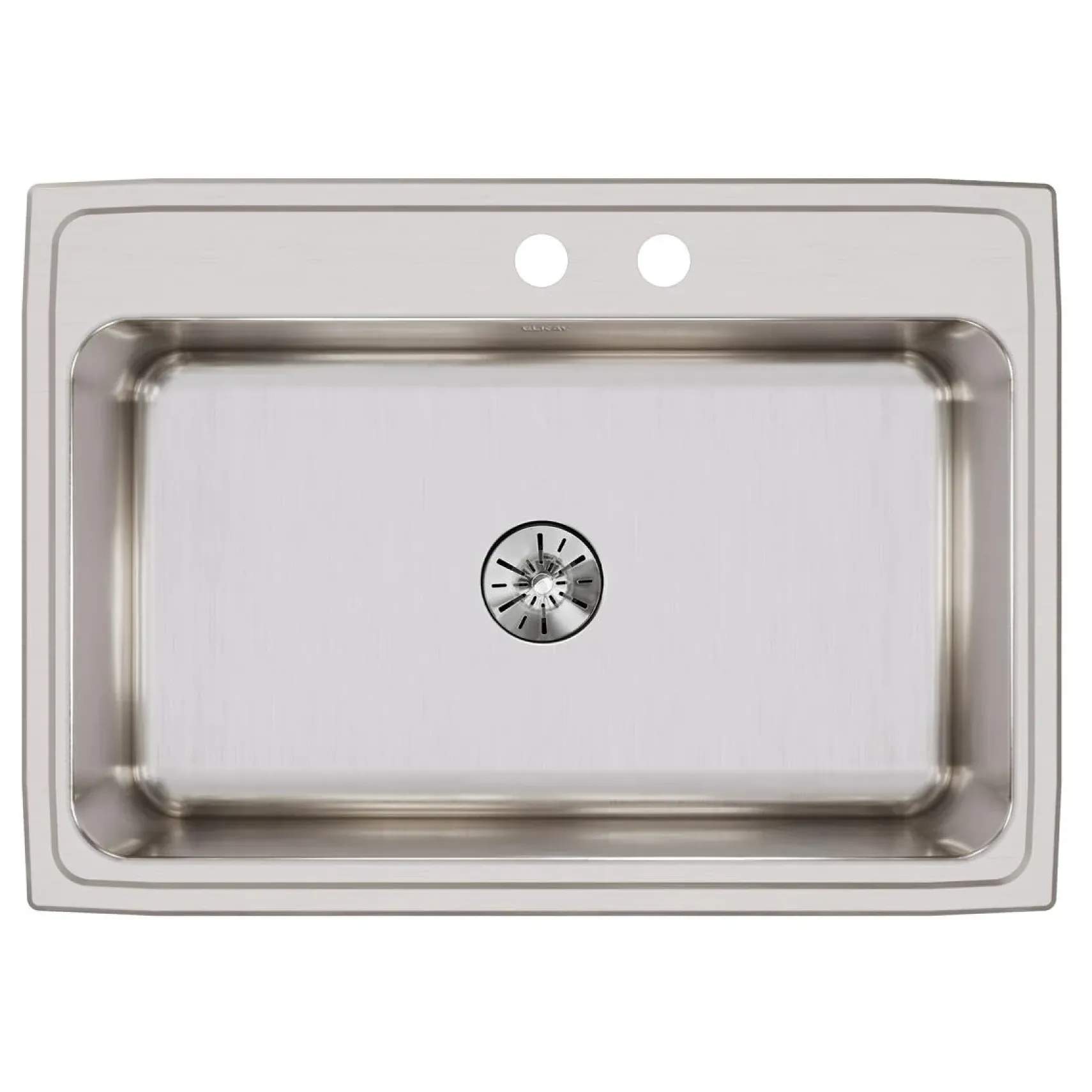 Elkay Lustertone Classic 31" Drop In/Topmount Stainless Steel Kitchen Sink, Lustrous Satin, MR2 Faucet Holes, DLR312210PDMR2