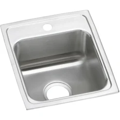 Elkay Lustertone Classic 15" Drop In/Topmount Stainless Steel ADA Kitchen Sink, Lustrous Satin, 1 Faucet Hole, LRADQ1517601