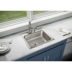 Elkay Lustertone Classic 22" Drop In/Topmount Stainless Steel Kitchen Sink, Lustrous Satin, 5 Faucet Holes, LR22195
