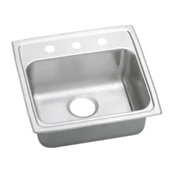 Elkay Lustertone Classic 20" Drop In/Topmount Stainless Steel ADA Kitchen Sink, Lustrous Satin, 1 Faucet Hole, LRADQ1919651