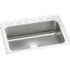 Elkay Lustertone Classic 33" Drop In/Topmount Stainless Steel Kitchen Sink, Lustrous Satin, 5 Faucet Holes, DLRS3322105