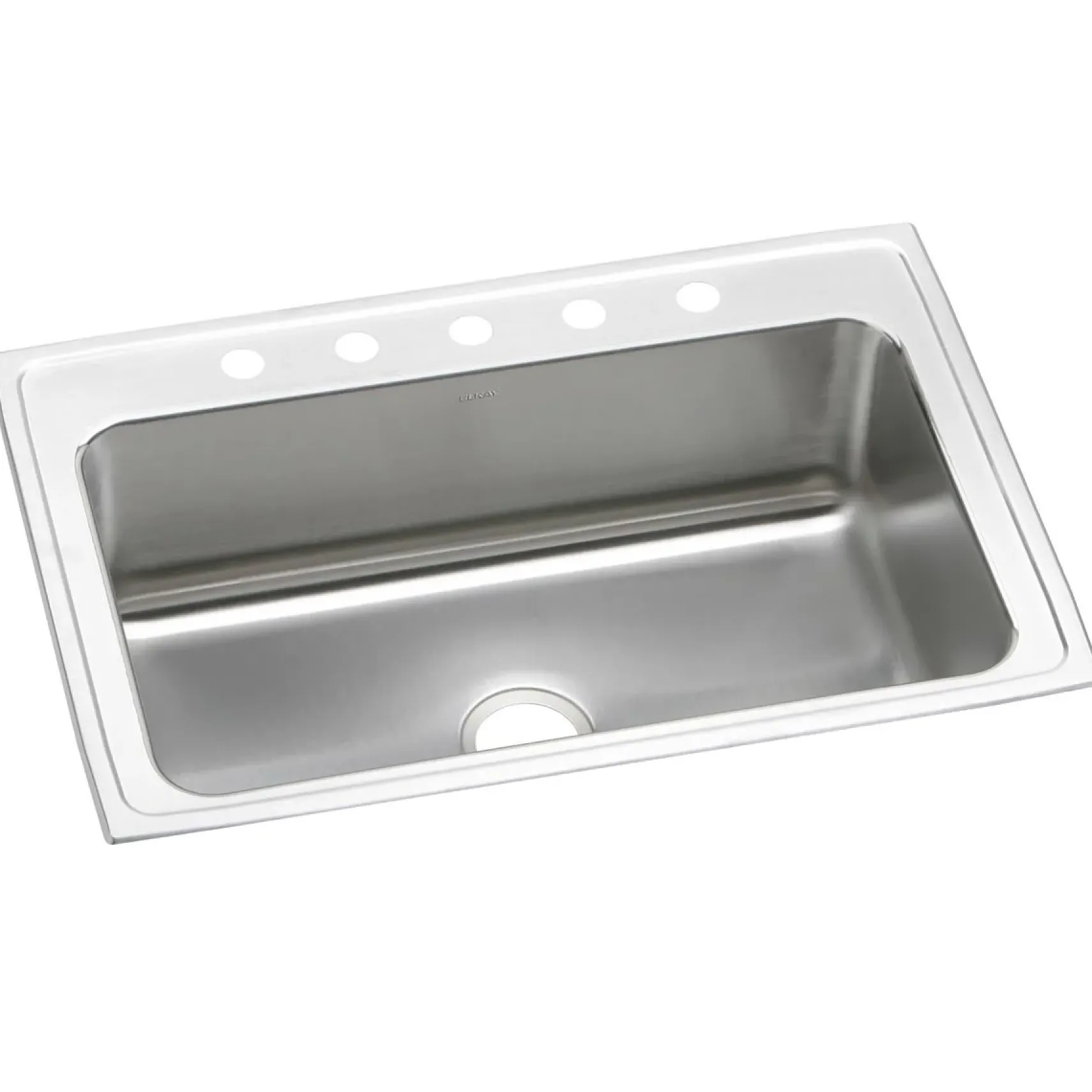 Elkay Lustertone Classic 33" Drop In/Topmount Stainless Steel Kitchen Sink, Lustrous Satin, 5 Faucet Holes, DLRS3322105