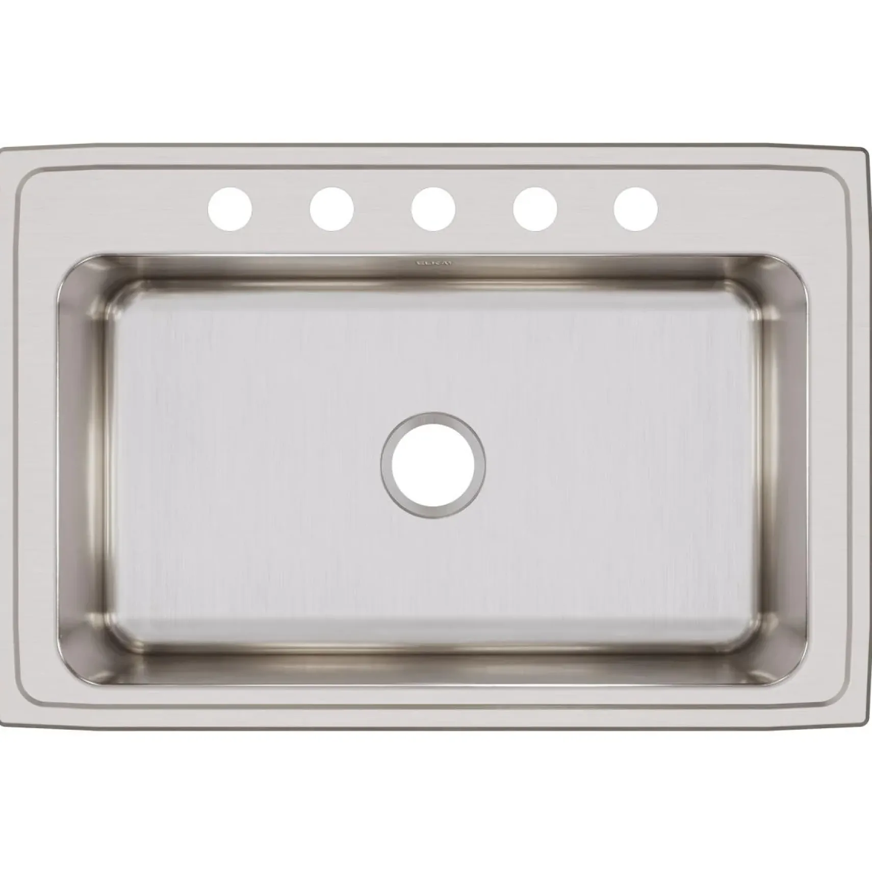 Elkay Lustertone Classic 33" Drop In/Topmount Stainless Steel Kitchen Sink, Lustrous Satin, 5 Faucet Holes, DLRS3322105