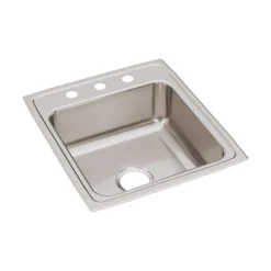 Elkay Lustertone Classic 20" Drop In/Topmount Stainless Steel ADA Kitchen Sink, Lustrous Satin, 1 Faucet Hole, LRADQ2022651