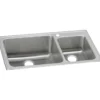 Elkay Lustertone Classic 37" Drop In/Topmount Stainless Steel Kitchen Sink, 60/40 Double Bowl, Lustrous Satin, 1 Faucet Hole, LFGR37221