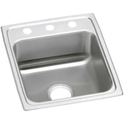 Elkay Lustertone Classic 17" Drop In/Topmount Stainless Steel ADA Kitchen Sink, Lustrous Satin, 1 Faucet Hole, LRAD1720501