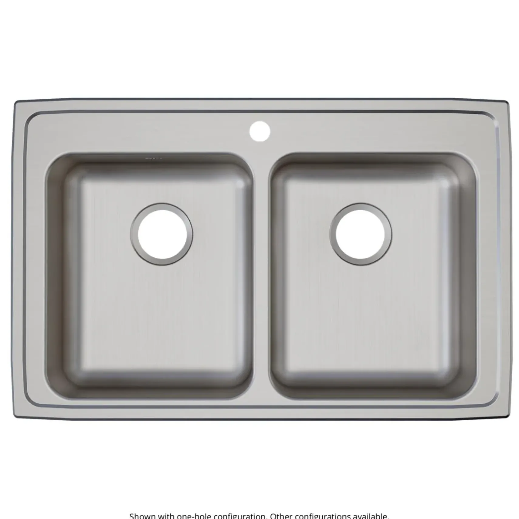 Elkay Lustertone Classic 33" Drop In/Topmount Stainless Steel ADA Kitchen Sink, 50/50 Double Bowl, Lustrous Satin, 2 Faucet Holes, LRAD3321652