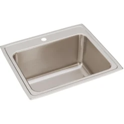 Elkay Lustertone Classic 25" Drop In/Topmount Stainless Steel Kitchen Sink, 1 Faucet Hole, DLRQ2522121