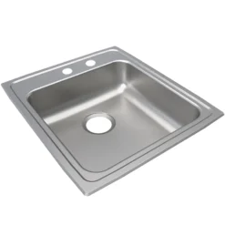 Elkay Lustertone Classic 20" Drop In/Topmount Stainless Steel ADA Kitchen Sink, Lustrous Satin, MR2 Faucet Holes, LRAD202265MR2