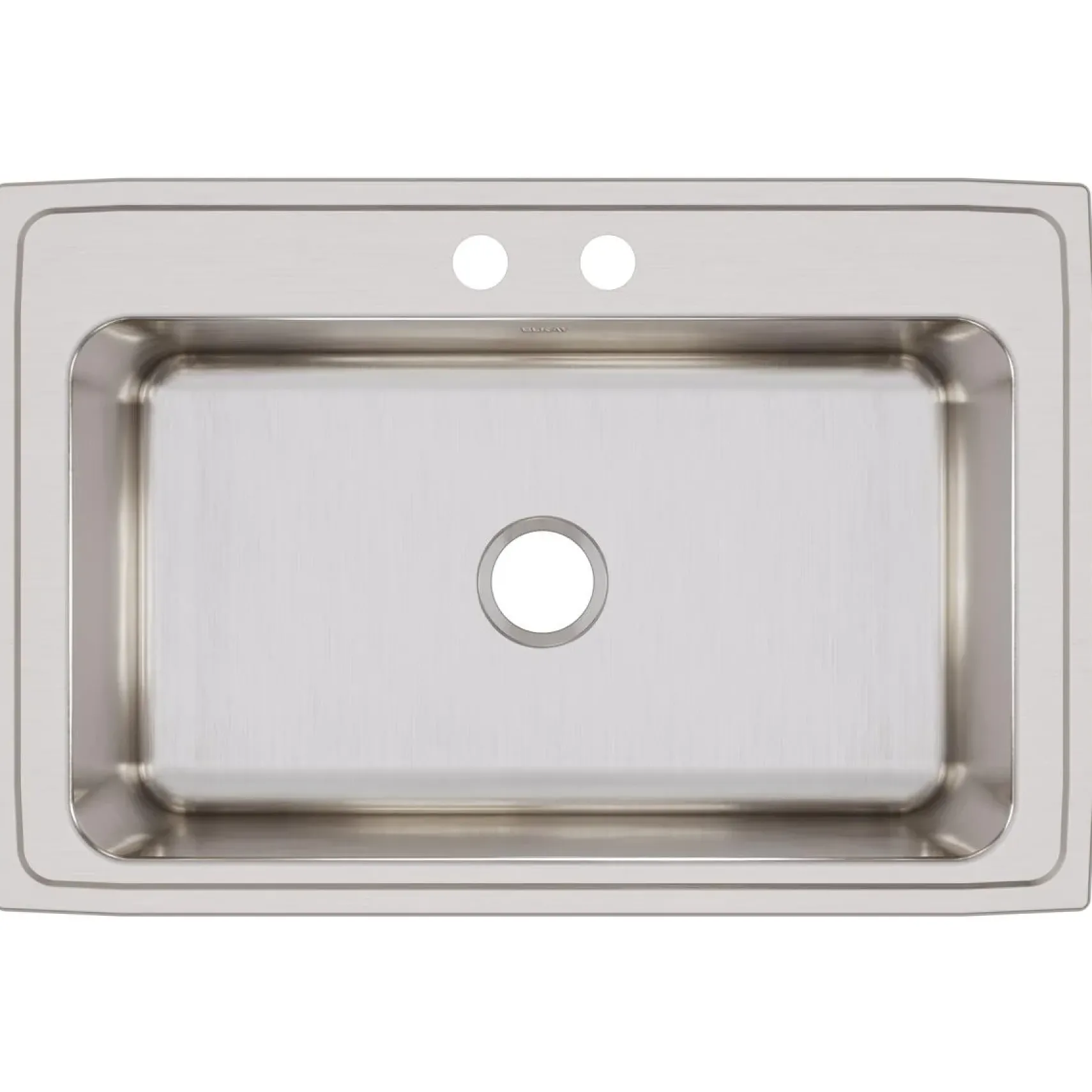 Elkay Lustertone Classic 33" Drop In/Topmount Stainless Steel Kitchen Sink, Lustrous Satin, 2 Faucet Holes, DLRS3322122
