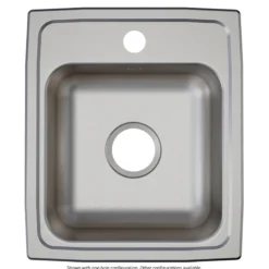 Elkay Lustertone Classic 15" Drop In/Topmount Stainless Steel ADA Kitchen Sink, Lustrous Satin, MR2 Faucet Holes, LRAD151750MR2