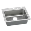 Elkay Lustertone Classic 25" Drop In/Topmount Stainless Steel ADA Kitchen Sink, Lustrous Satin, 4 Faucet Holes, LRADQ2522554