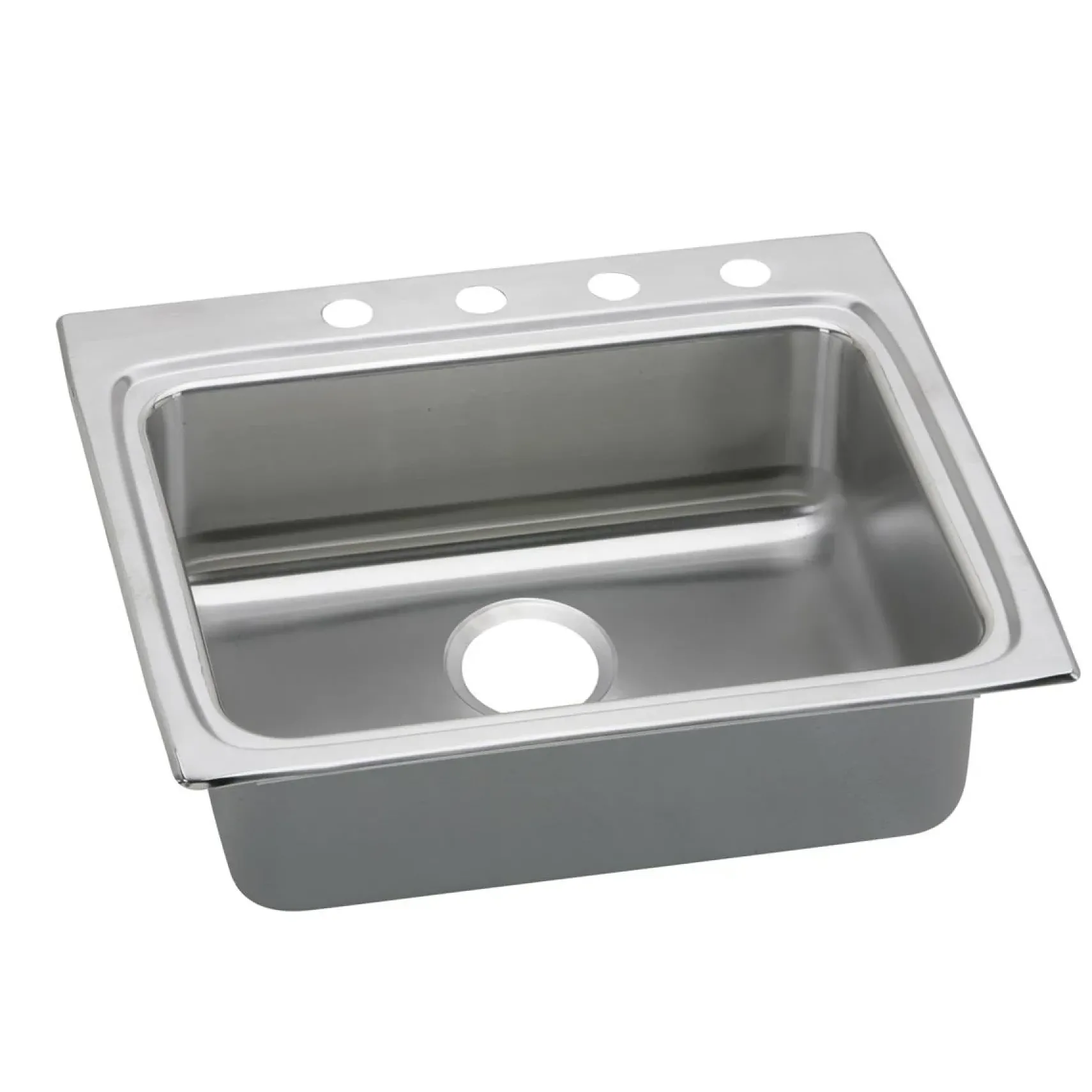 Elkay Lustertone Classic 25" Drop In/Topmount Stainless Steel ADA Kitchen Sink, Lustrous Satin, 4 Faucet Holes, LRADQ2522554