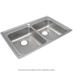 Elkay Lustertone Classic 33" Drop In/Topmount Stainless Steel ADA Kitchen Sink, 50/50 Double Bowl, Lustrous Satin, 5 Faucet Holes, LRAD3321605