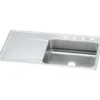 Elkay Lustertone Classic 43" Drop In/Topmount Stainless Steel Kitchen Sink, Lustrous Satin, Includes Drainboard, 4 Faucet Holes, ILR4322R4