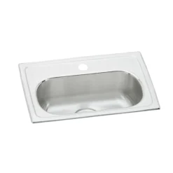 Elkay Lustertone Classic 20" D-Shape Stainless Steel ADA Bar/Prep Sink, Lustrous Satin, 2 Faucet Holes, LMR20132