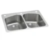 Elkay Lustertone Classic 33" Dual Mount Stainless Steel Kitchen Sink, 50/50 Double Bowl, Lustrous Satin, 3 Faucet Holes, Perfect Drain, LKHSR33229PD3