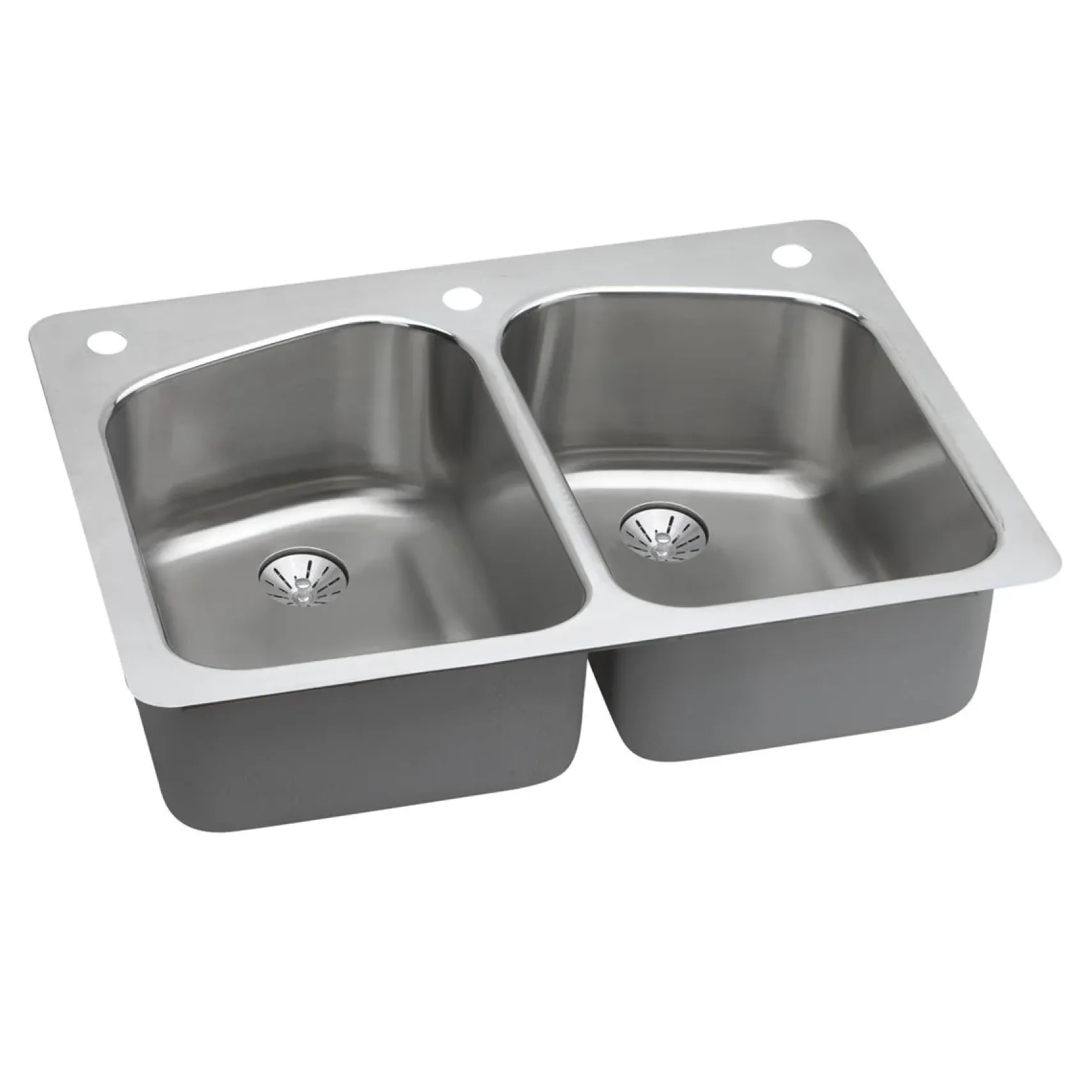 Elkay Lustertone Classic 33" Dual Mount Stainless Steel Kitchen Sink, 50/50 Double Bowl, Lustrous Satin, 2L Faucet Holes, Perfect Drain, LKHSR33229PD2L