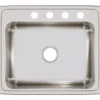 Elkay Lustertone Classic 25" Stainless Steel Kitchen Sink, 18 Gauge, Lustrous Satin, 4 Faucet Hole, LR25214