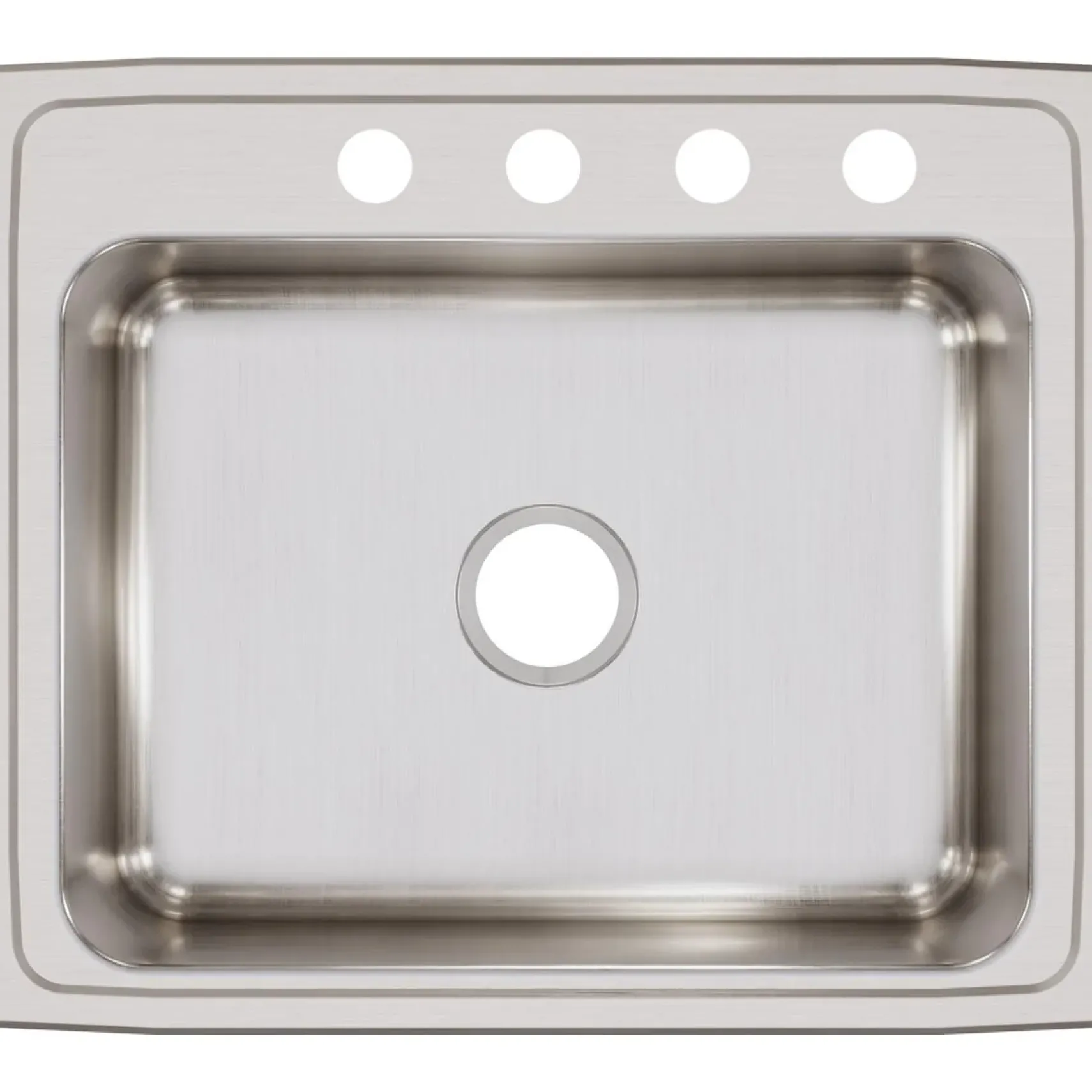 Elkay Lustertone Classic 25" Stainless Steel Kitchen Sink, 18 Gauge, Lustrous Satin, 4 Faucet Hole, LR25214