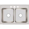Elkay Lustertone Classic 33" Stainless Steel Kitchen Sink, 50/50 Double Bowl, 18 Gauge, Lustrous Satin, 3 Faucet Hole, LR33213