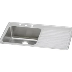 Elkay Lustertone Classic 43" Stainless Steel Kitchen Sink, 18 Gauge, Lustrous Satin, ILGR4322L3