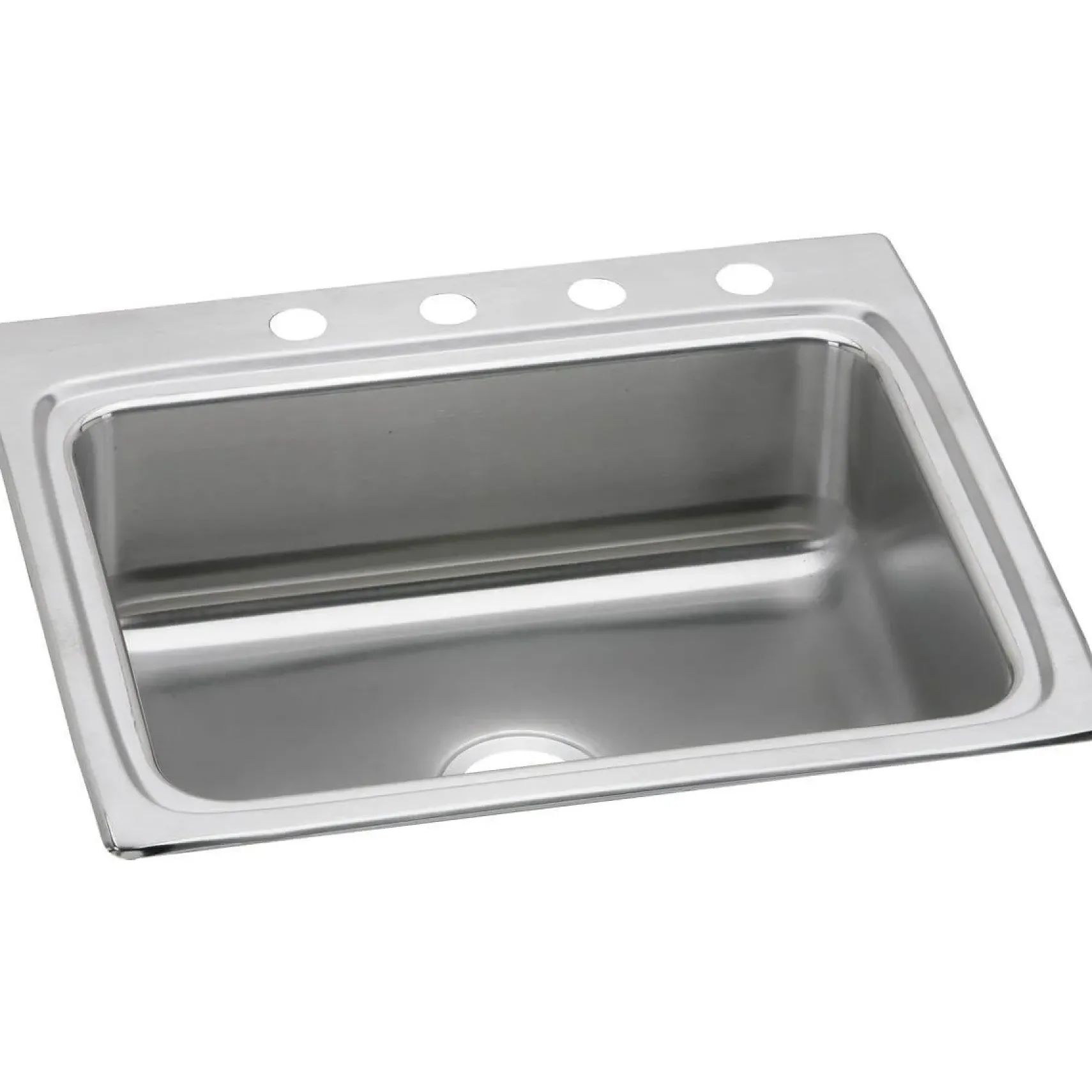 Elkay Lustertone Classic 25" Stainless Steel Kitchen Sink, 18 Gauge, Lustrous Satin, 4 Faucet Hole, LR25224