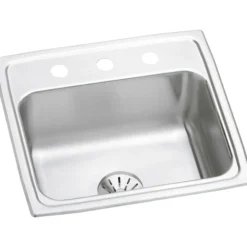 Elkay Lustertone Classic 20" Stainless Steel Kitchen Sink, 18 Gauge, Lustrous Satin, 2 Faucet Hole, LR1919PD2