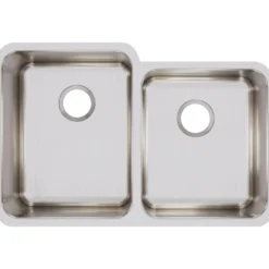 Elkay Lustertone Classic 31" Stainless Steel Kitchen Sink, 50/50 Double Bowl, 18 Gauge, Lustrous Satin, ELUH3120R