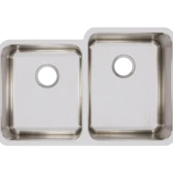 Elkay Lustertone Classic 31" Stainless Steel Kitchen Sink, 50/50 Double Bowl, 18 Gauge, Lustrous Satin, ELUH3120L