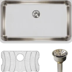 Elkay Lustertone Classic 31" Stainless Steel Kitchen Sink Kit, Lustrous Satin, ELUH2816PDBG