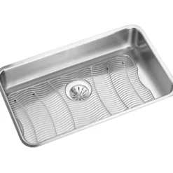 Elkay Lustertone Classic 31" Stainless Steel Kitchen Sink Kit, Lustrous Satin, ELUH2816PDBG