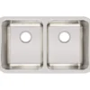 Elkay Lustertone Classic 31" Stainless Steel Kitchen Sink, 50/50 Double Bowl, 18 Gauge, Lustrous Satin, ELUH311810
