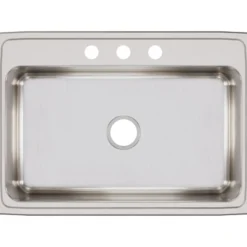 Elkay Lustertone Classic 31" Stainless Steel Kitchen Sink, 18 Gauge, Lustrous Satin, 3 Faucet Hole, LR31223