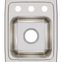 Elkay Lustertone Classic 13" Stainless Steel Kitchen Sink, 18 Gauge, Lustrous Satin, 3 Faucet Hole, LR13163