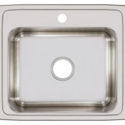 Elkay Lustertone Classic 22" Stainless Steel Kitchen Sink, 18 Gauge, Lustrous Satin, 1 Faucet Hole, LR22191