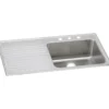 Elkay Lustertone Classic 43" Stainless Steel Kitchen Sink, 18 Gauge, Lustrous Satin, 3 Faucet Hole, ILGR4322R3