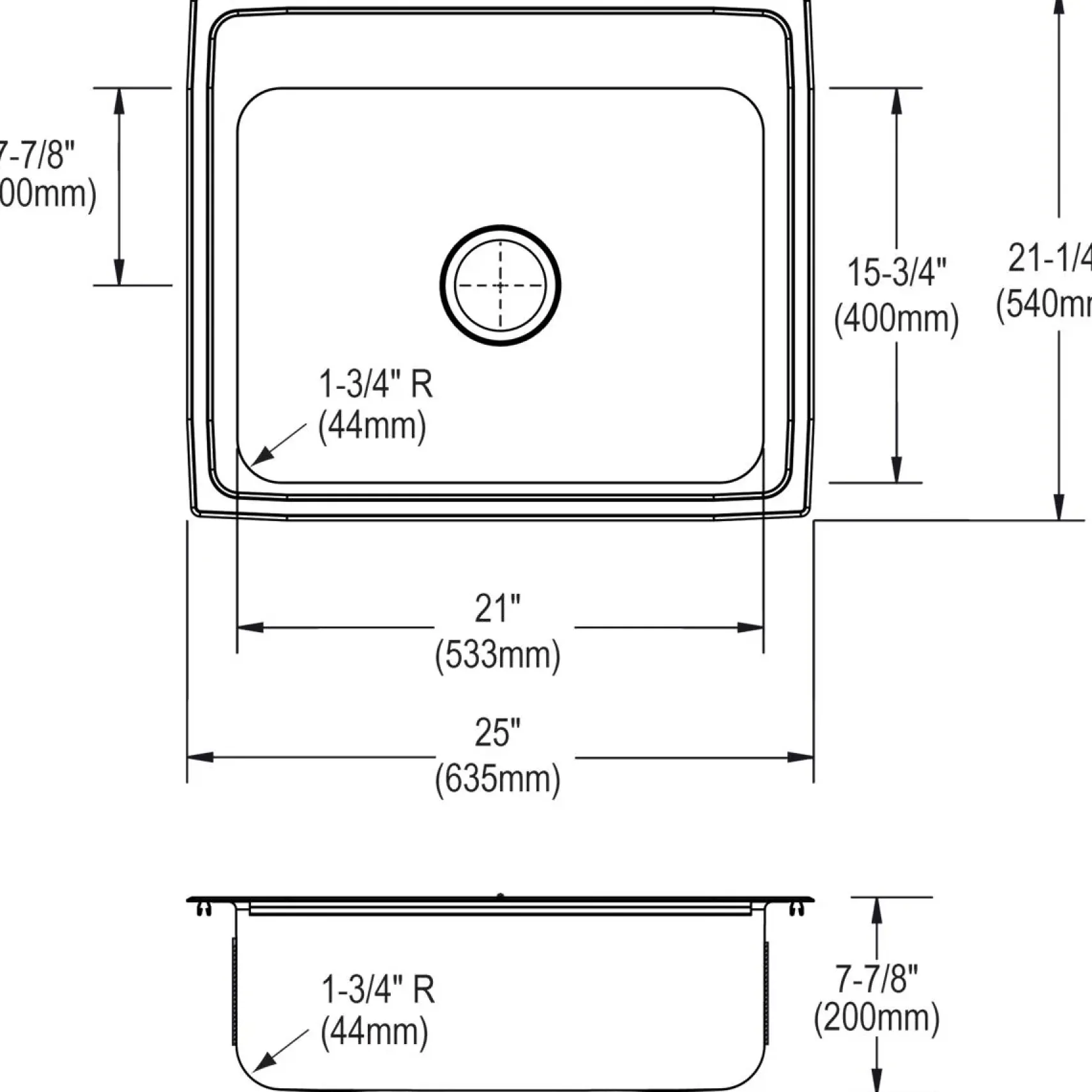 Elkay Lustertone Classic 25" Stainless Steel Kitchen Sink, 18 Gauge, Lustrous Satin, 1 Faucet Hole, LR25211