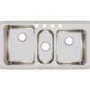Elkay Lustertone Classic 43" Stainless Steel Kitchen Sink, 40/20/40 Triple Bowl, 18 Gauge, Lustrous Satin, 4 Faucet Hole, LGR43224