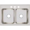 Elkay Lustertone Classic 33" Stainless Steel Kitchen Sink, 50/50 Double Bowl, 18 Gauge, Lustrous Satin, 3 Faucet Hole, LR33223