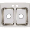 Elkay Lustertone Classic 25" Stainless Steel Kitchen Sink, 50/50 Double Bowl, 18 Gauge, Lustrous Satin, 2 Faucet Hole, LR25192