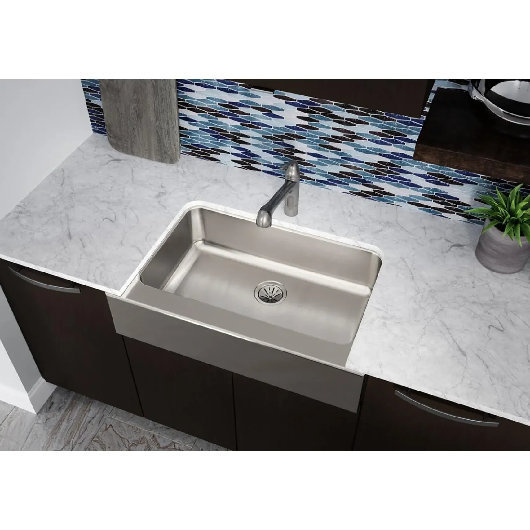 Elkay Lustertone Classic 33" Stainless Steel Farmhouse Kitchen Sink, 18 Gauge, Lustrous Satin, ELUHFS2816
