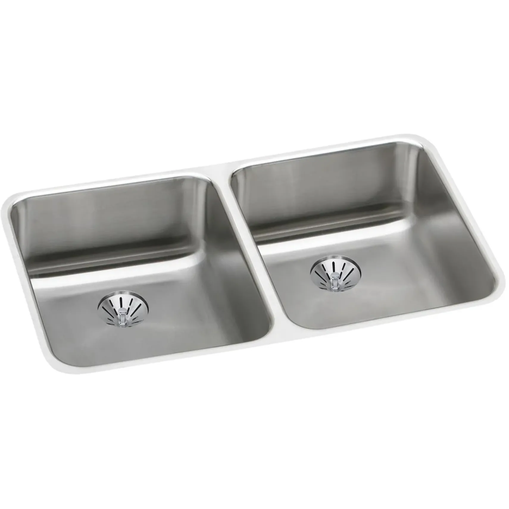 Elkay Lustertone Classic 31" Undermount Stainless Steel ADA Kitchen Sink, 50/50 Double Bowl, Lustrous Satin, 18 Gauge, ELUHAD311845PD