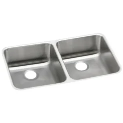 Elkay Lustertone Classic 31" Undermount Stainless Steel ADA Kitchen Sink, 50/50 Double Bowl, Lustrous Satin, 18 Gauge, ELUHAD311845