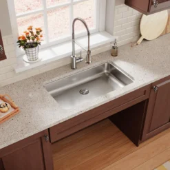 Elkay Lustertone Classic 31" Undermount Stainless Steel ADA Kitchen Sink, Lustrous Satin, 18 Gauge, ELUHAD281655PD
