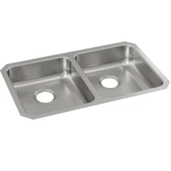 Elkay Lustertone Classic 31" Undermount Stainless Steel ADA Kitchen Sink, 50/50 Double Bowl, Lustrous Satin, 18 Gauge, ELUHAD311855