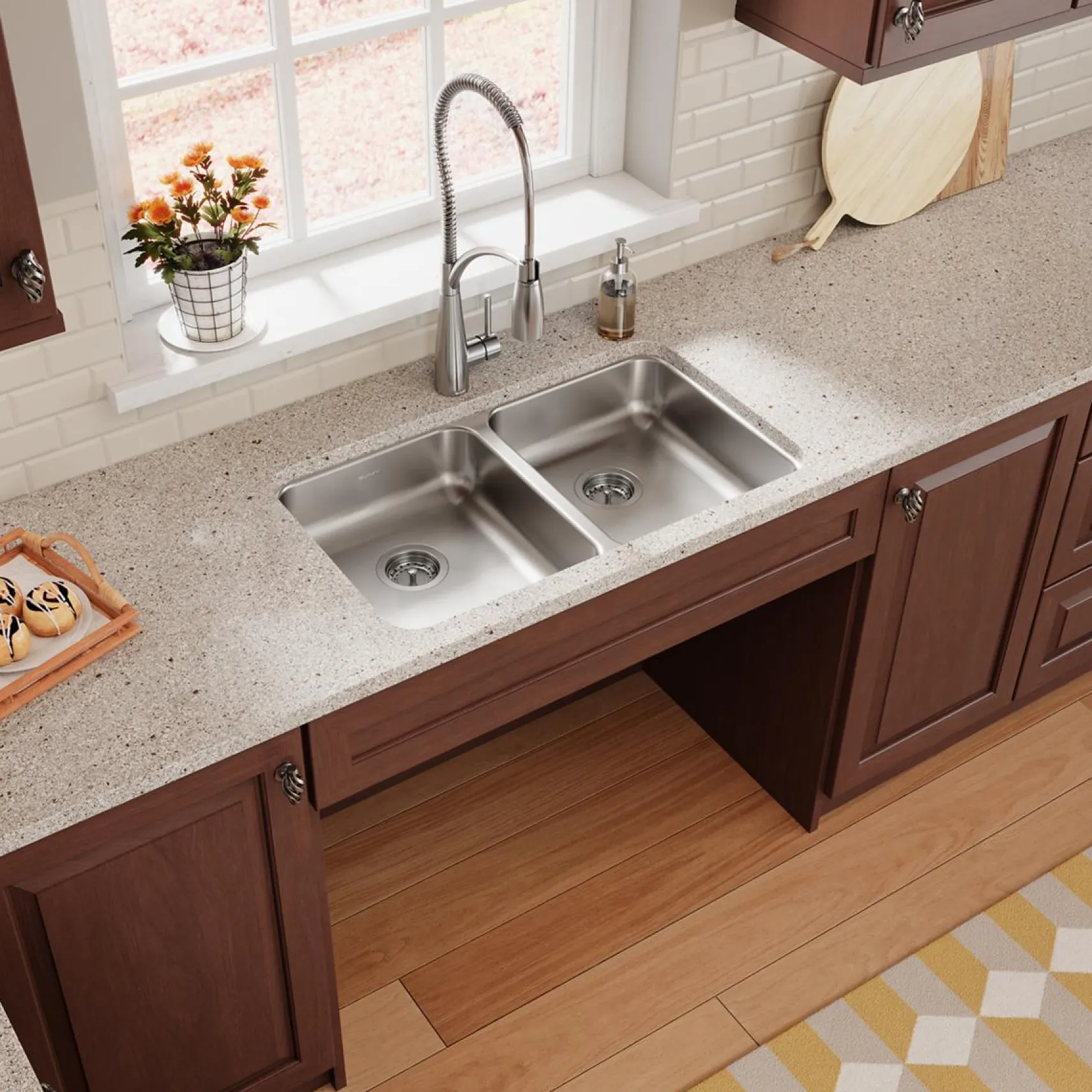 Elkay Lustertone Classic 31" Undermount Stainless Steel ADA Kitchen Sink, 50/50 Double Bowl, Lustrous Satin, 18 Gauge, ELUHAD311855