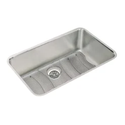 Elkay Lustertone Classic 31" Undermount Stainless Steel Kitchen Sink Kit, Lustrous Satin, 18 Gauge, ELUH281610DBG