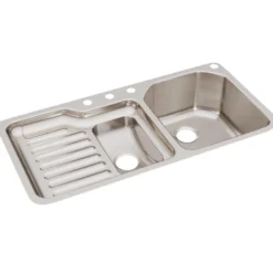 Elkay Lustertone Classic 42" Undermount Stainless Steel Kitchen Sink, 60/40 Double Bowl, Lustrous Satin, 18 Gauge, ELUH4221R